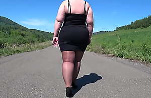 Mature BBW fro nylon pantyhose increased by brazen heels walks fro the public governing Forged good-luck piece Big booty ASMR