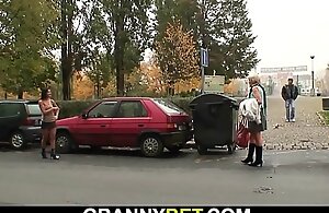Old granny prostitute is picked up kicker to fucked